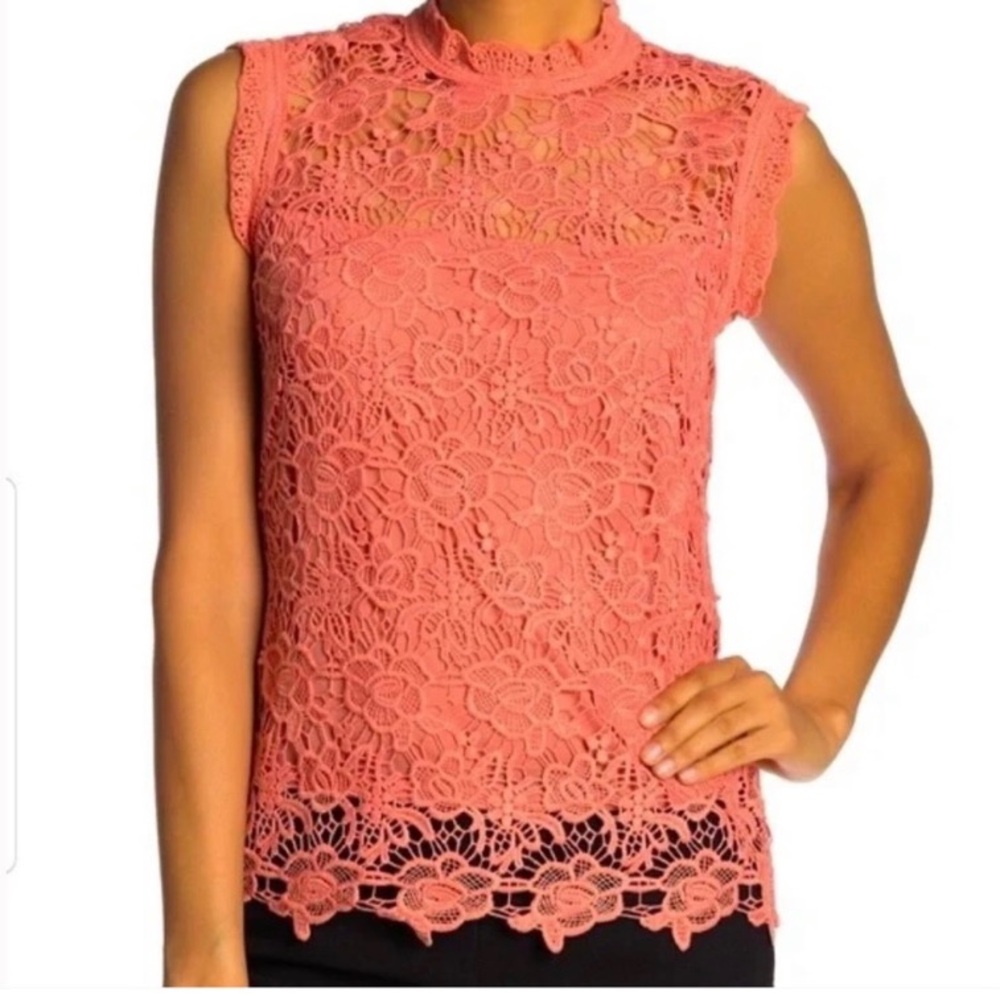 COPY - NWT Nanette Lepore lace zippered back blouse in Burnt Coral